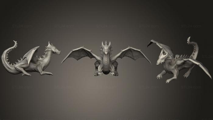 Статуэтки животных (Дракон (4), STKJ_0904) 3D модель для ЧПУ станка